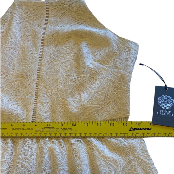 Vince Camuto lace halter sundress size 12 Ivory High Low Hem Lined $148 NWT - Picture 6 of 12